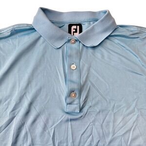 FootJoy Golf‎ Polo Shirt Performance Athletic Striped Blue FJ Logo Mens Large